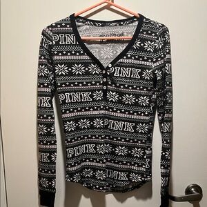 PINK Victoria's Secret Black and Gray Patterned Top